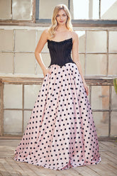 Polka Dot Strapless 2-Piece Gown by Amelia Couture 8071