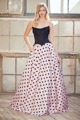 Polka Dot Strapless 2-Piece Gown by Amelia Couture 8071