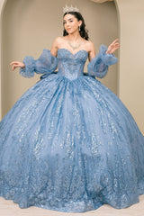Puff Sleeve Ball Gown by Cinderella Couture 8565JQ