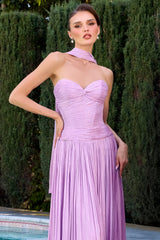 Chiffon Strapless A-line Gown by Ladivine CD414