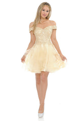 Short Off Shoulder Ruffled Dress by Lenovia 8130