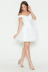 Short Off Shoulder Ruffled Dress by Lenovia 8130