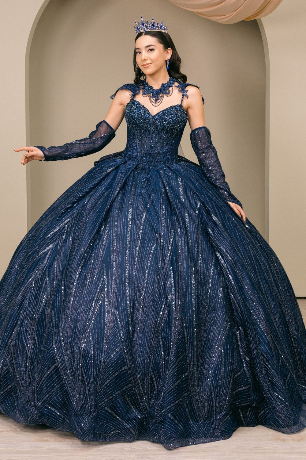 Sleeveless Cape Ball Gown by Cinderella Couture 8510JQ