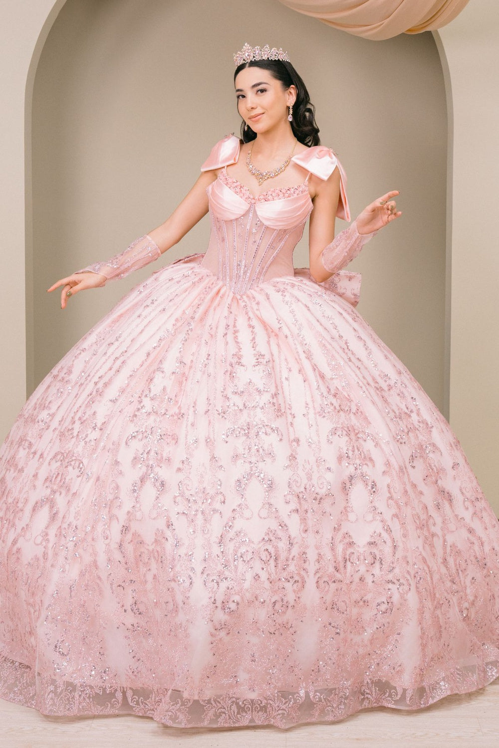 Sleeveless Bow Ball Gown by Cinderella Couture 8530JQ