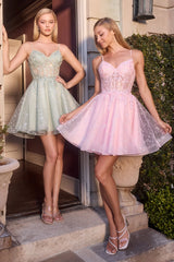 Applique Short Sleeveless Dress by Ladivine CJ419