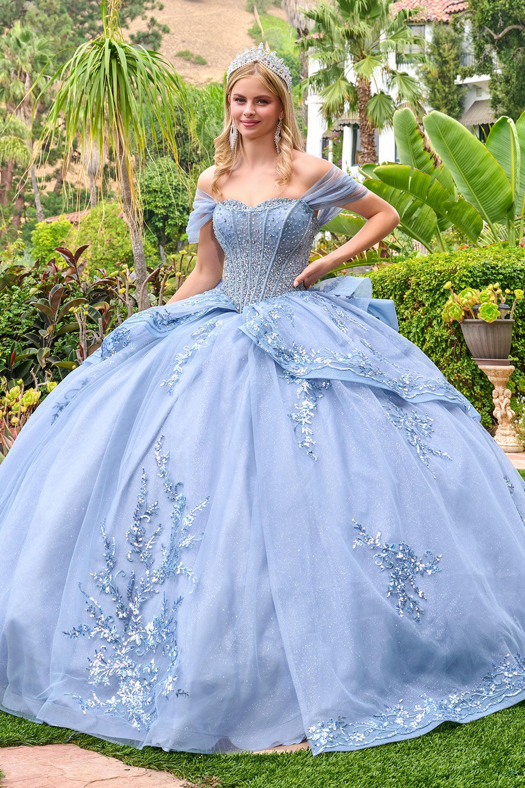 Beaded Off Shoulder Ball Gown by Elizabeth K GL3727