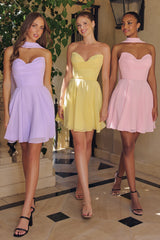 Chiffon Short Strapless Dress by Amoris T709