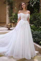 Applique Off Shoulder Bridal Gown by Ladivine WL089
