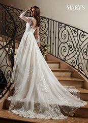 Long Sleeve Bridal Gown by Mary's Bridal MB3079